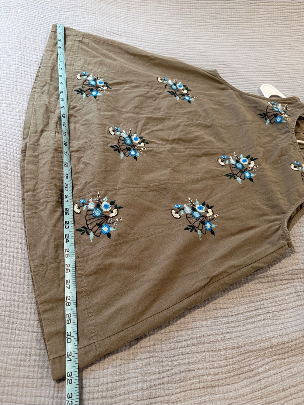 Free People Strada Embroidered Floral Sleeveless Top - Taupe with Blue Accents - Picture 7 of 8